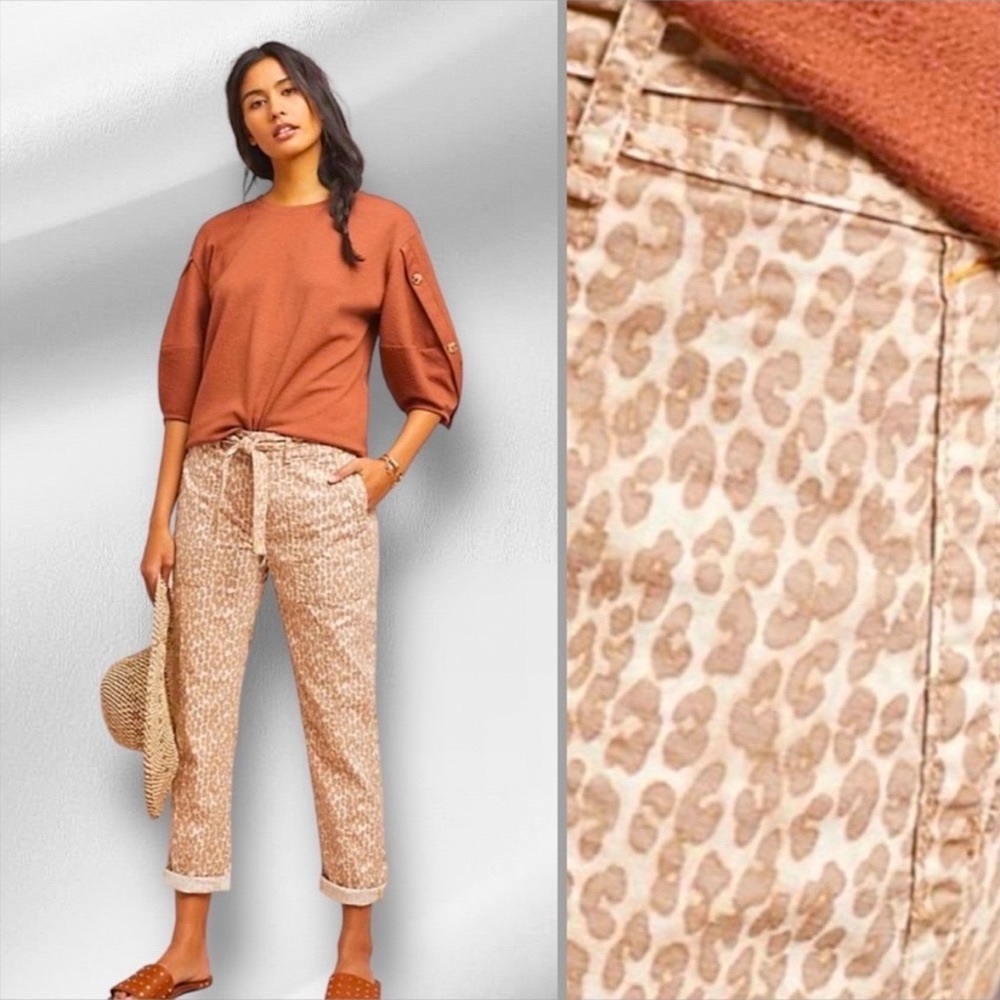 Anthropologie The Wanderer Pants Leopard / Cheetah Print 30 Cream/Tan